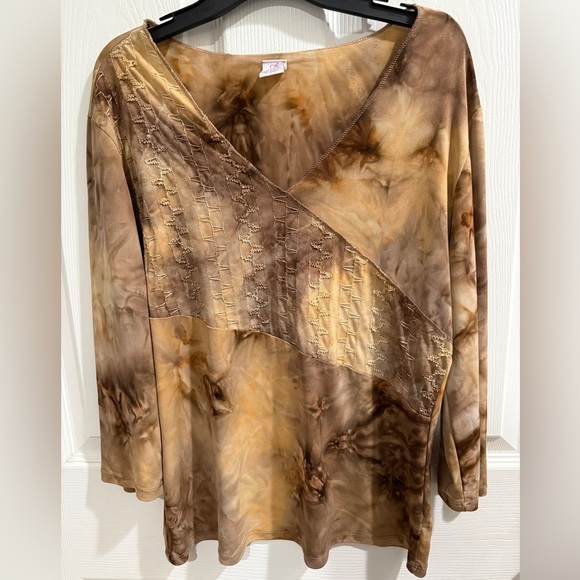 Bobbie Brooks Tops - VTG Bobbie Brooks Brown Tie-Dye Sequin Blouse fairycore